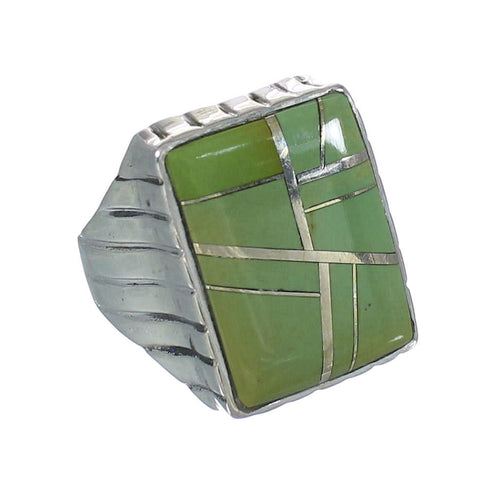 Turquoise Inlay Sterling Silver Southwest Ring Size 8-3/4 MX62284